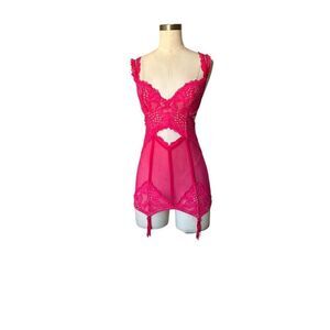 Victoria's Secret Pink Lace Garter Corset Top Women’s Size 34B
